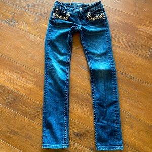 GIRLS MISS ME EMBELLISHED BLUE JEANS
